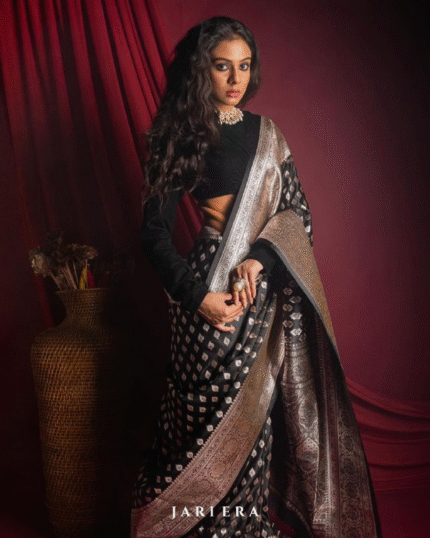 Black Color Going Fast Soft Banarasi Silk Saree with Classy Bloue Piece - Navshtri Family