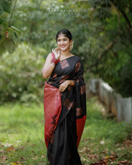 Black Color Just In Soft Banarasi Silk Saree with Classy Bloue Piece - Navshtri Family