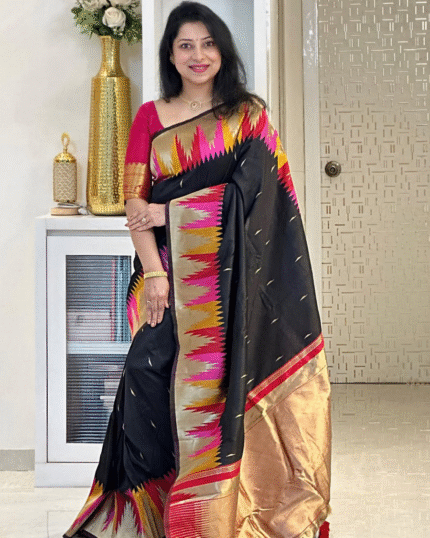 Black Color Latest Arrival Soft Banarasi Silk Saree with Classy Bloue Piece - Navshtri Family
