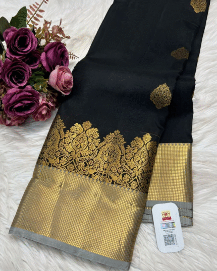 Black Color Luxury Edition Soft Banarasi Silk Saree with Classy Bloue Piece - Navshtri Family