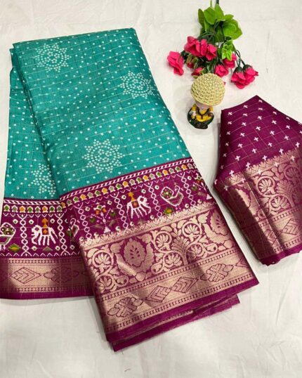 Bottle Green Color New Design Dola Silk Saree with Blouse Piece - Navshtri Family