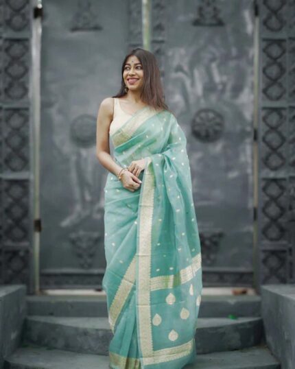 Bottle Green Color Premium Cotton Silk Saree With Classy Blouse and tassels - Navshtri Family
