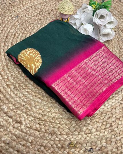 Green Color Latest Collection Dola Silk Saree with Blouse Piece - Navshtri Family