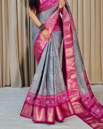 Grey Color New Design Dola Silk Saree with Blouse Piece - Navshtri Family
