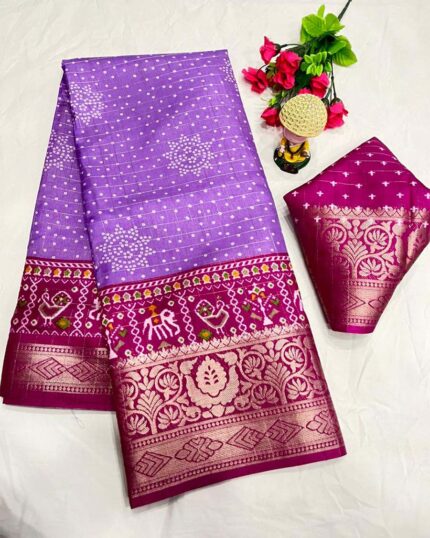 Light Purple Color New Design Dola Silk Saree with Blouse Piece - Navshtri Family