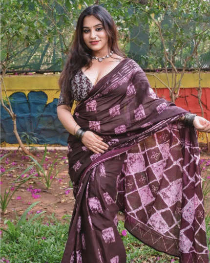 Maroon Color Mulmul Cotton 1 - Minute Ready to Wear Saree with Pocket and Blouse Piece - Navshtri Family