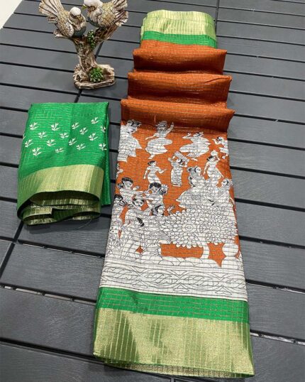 Mustard Yellow Color New Design Dola Silk Saree with Blouse Piece - Navshtri Family