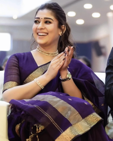 Navy Blue Color Premium Cotton Silk Saree With Classy Blouse and tassels - Navshtri Family