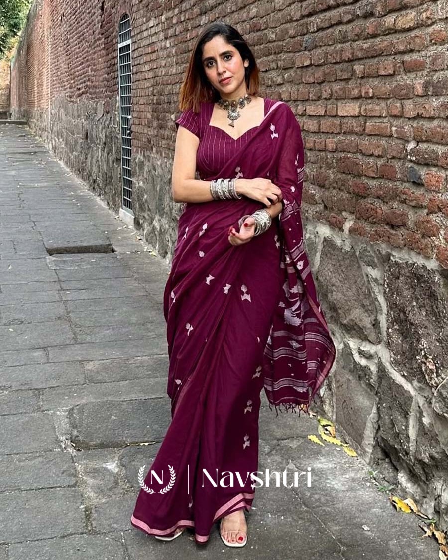Neelaab - Regal Purple Saree with Matching Blouse Piece - Navshtri Family Neelaab - Regal Purple Saree with Matching Blouse Piece - Navshtri Family