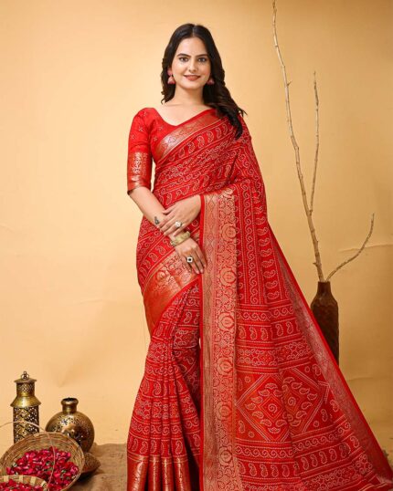 Orange Color New Collection Dola Silk Saree with Blouse Piece - Navshtri Family