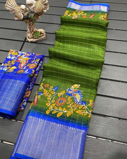 Parrot Green Color New Design Dola Silk Saree with Blouse Piece - Navshtri Family