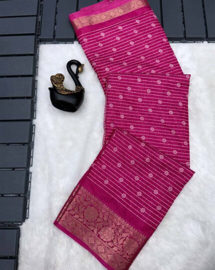 Pink Color Latest Collection Dola Silk Saree with Blouse Piece - Navshtri Family