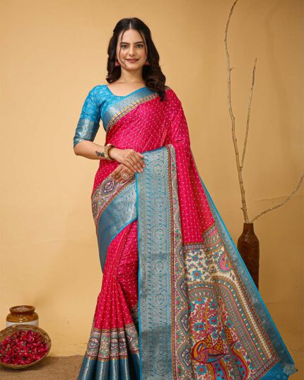 Pink Color Latest Design Dola Silk Saree with Blouse Piece - Navshtri Family