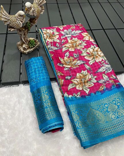 Pink Color Latest Design Dola Silk Saree with Blouse Piece - Navshtri Family