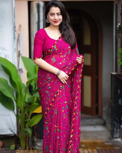 Pink Color New Design Dola Silk Saree with Blouse Piece - Navshtri Family