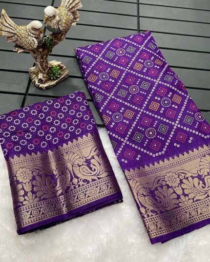 Purple Color Latest Collection Dola Silk Saree with Blouse Piece - Navshtri Family