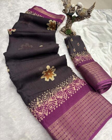 Purple Color New Collection Dola Silk Saree with Blouse Piece - Navshtri Family