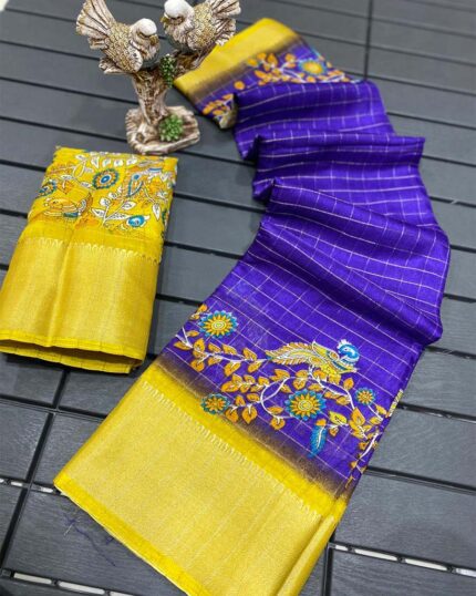 Purple Color New Design Dola Silk Saree with Blouse Piece - Navshtri Family
