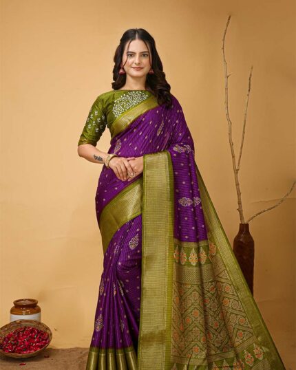 Purple Color New Design Dola Silk Saree with Blouse Piece - Navshtri Family