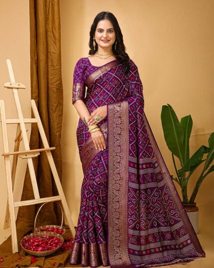 Purple Color New Design Dola Silk Saree with Blouse Piece - Navshtri Family