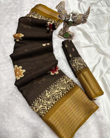 Rust Color New Collection Dola Silk Saree with Blouse Piece - Navshtri Family