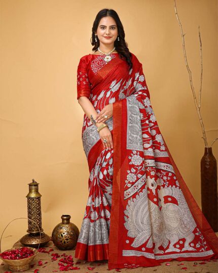 Saffron Color New Design Dola Silk Saree with Blouse Piece - Navshtri Family