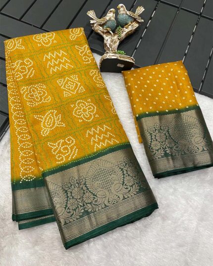 Yellow Color New Collection Dola Silk Saree with Blouse Piece - Navshtri Family