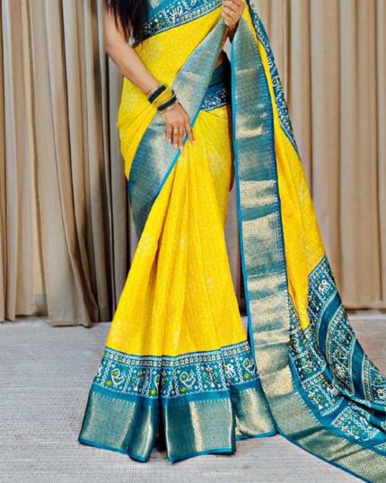 Yellow Color New Design Dola Silk Saree with Blouse Piece - Navshtri Family
